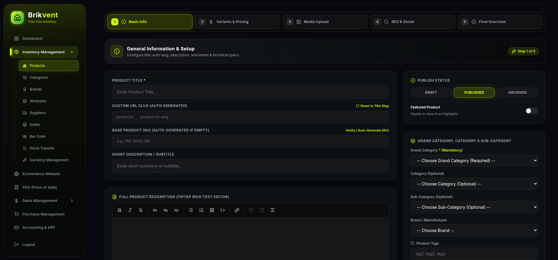 Sleek Product Configuration Tab System