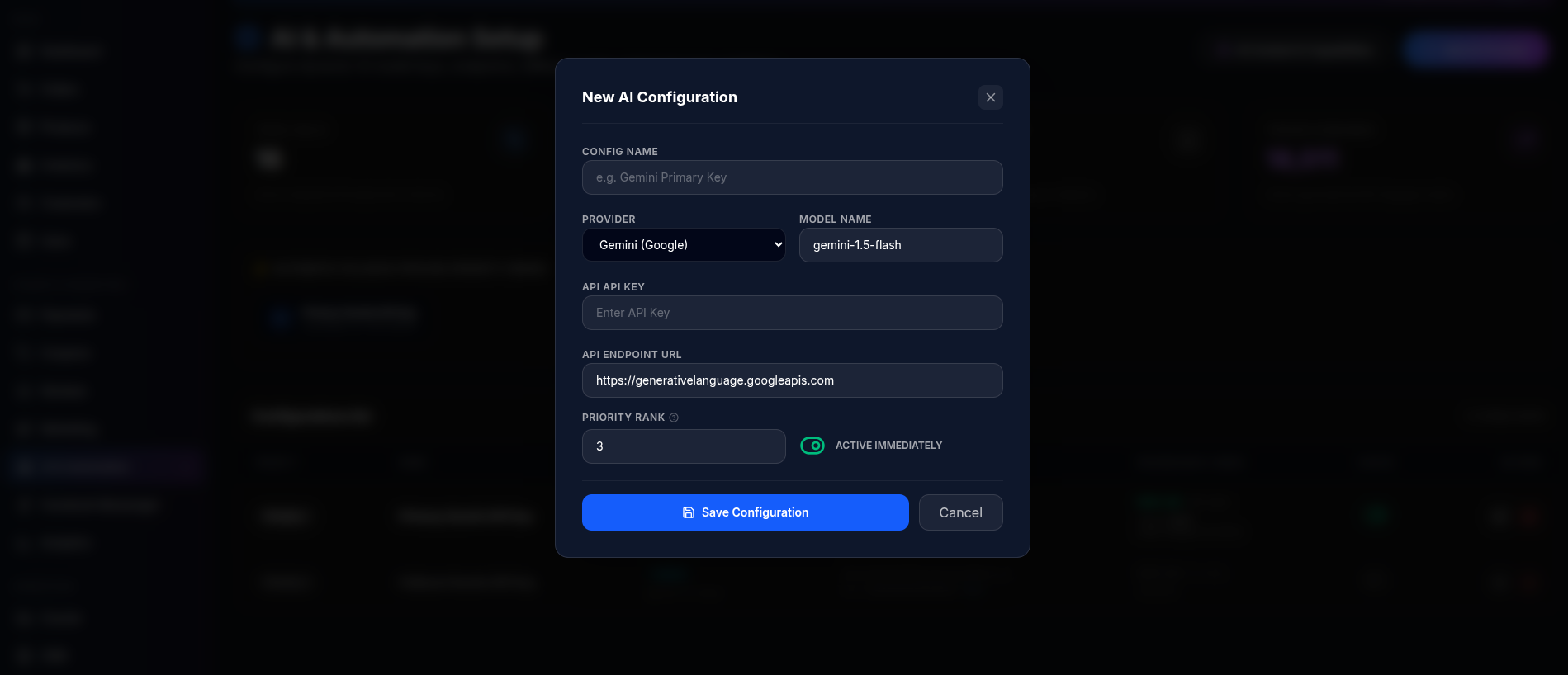AI Model & API Configurations