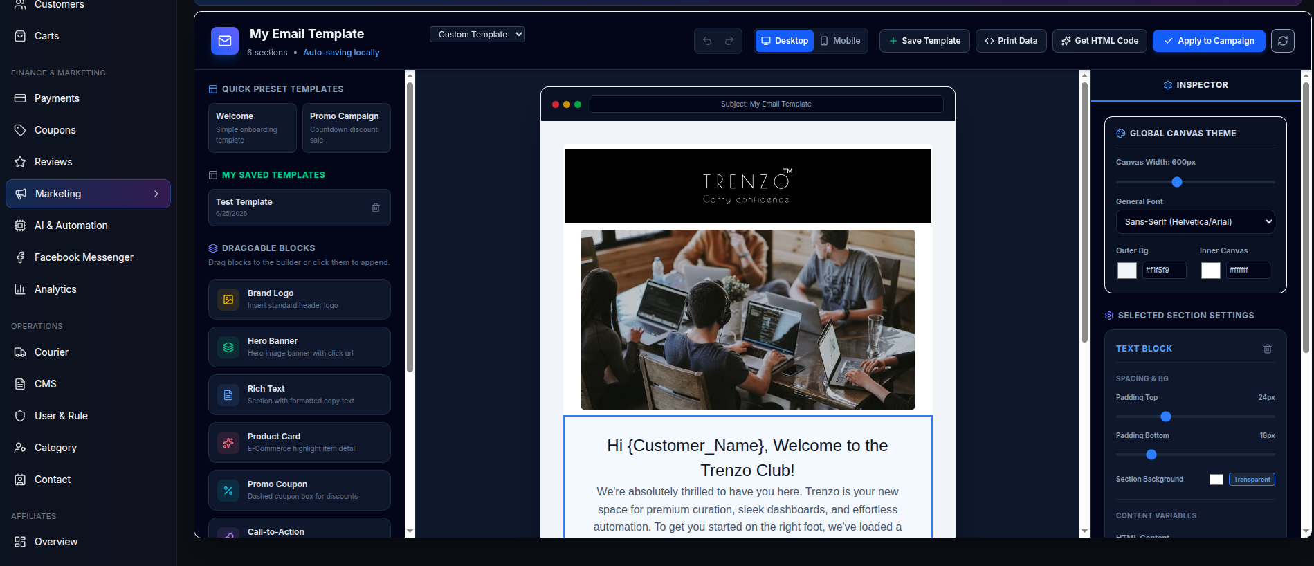 Visual Email Template Editor