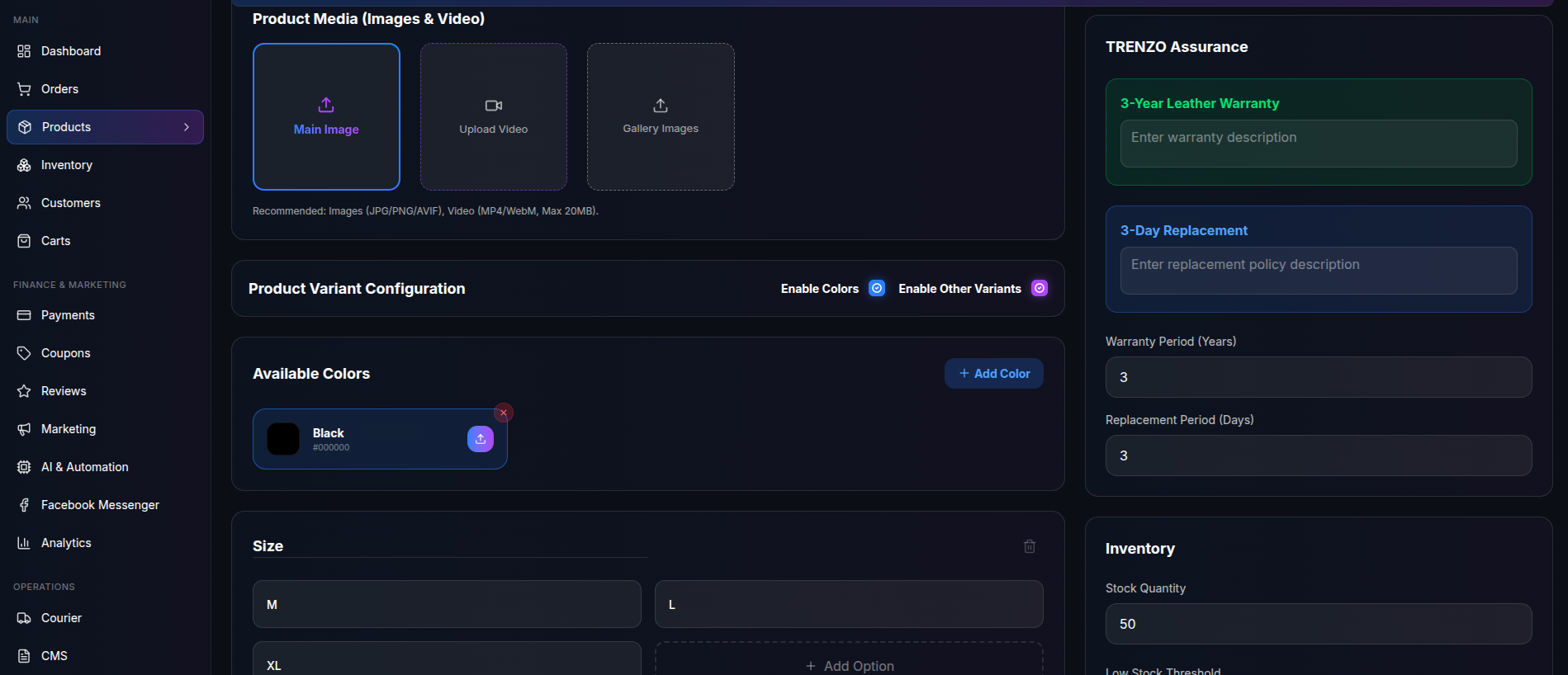 Dynamic Product & Variant Builder